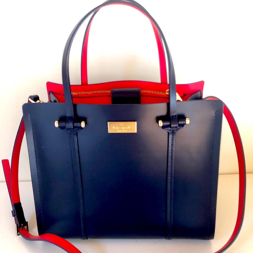 Late spade satchel red&navy